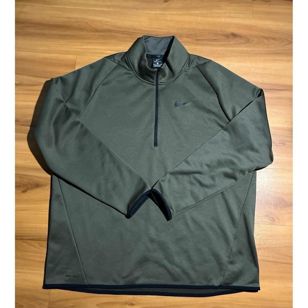 Mens Nike Quarter Zip Golf Fleece Sports Green Shirt Pullover Jacket